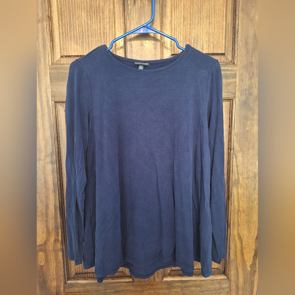 Eileen Fisher Navy Blue Long Sleeve Top Small Petite
